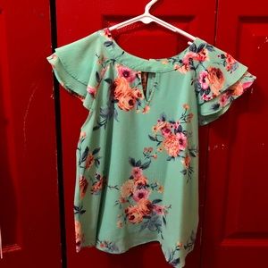 Floral turquoise short sleeve